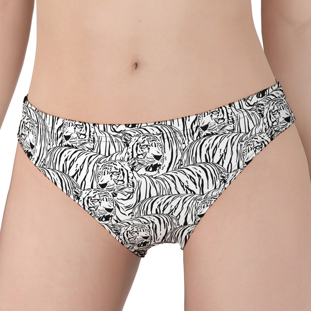 Black And White Tiger Pattern Print Women's Panties