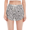 Black And White Tiger Pattern Print Women's Split Running Shorts