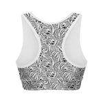 Black And White Tiger Pattern Print Women's Sports Bra