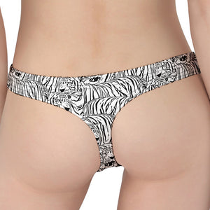 Black And White Tiger Pattern Print Women's Thong