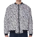 Black And White Tiger Pattern Print Zip Sleeve Bomber Jacket