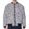 Black And White Tiger Pattern Print Zip Sleeve Bomber Jacket