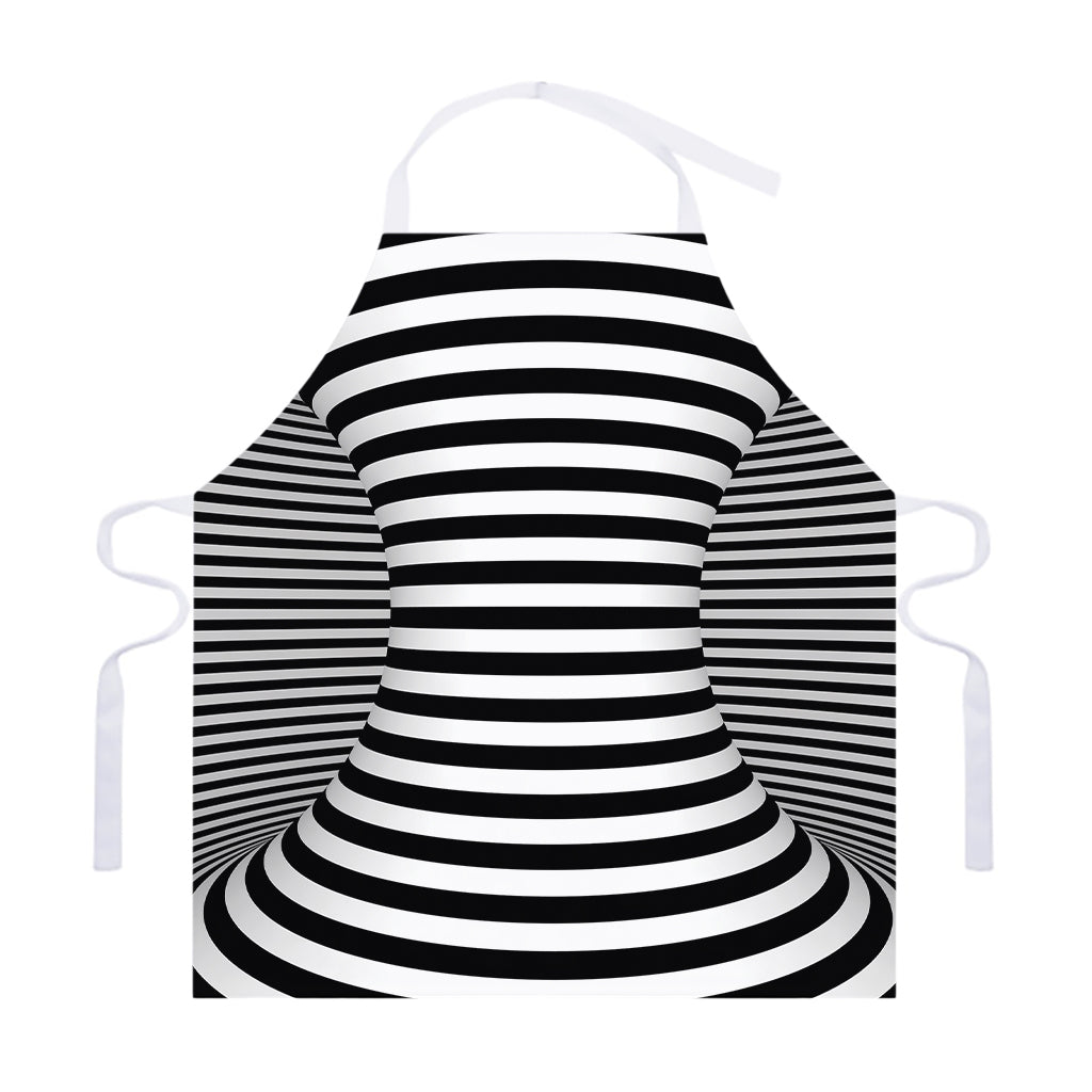 Black And White Torus Illusion Print Adjustable Apron