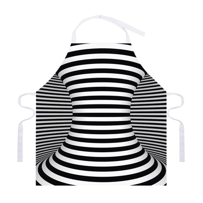 Black And White Torus Illusion Print Adjustable Apron