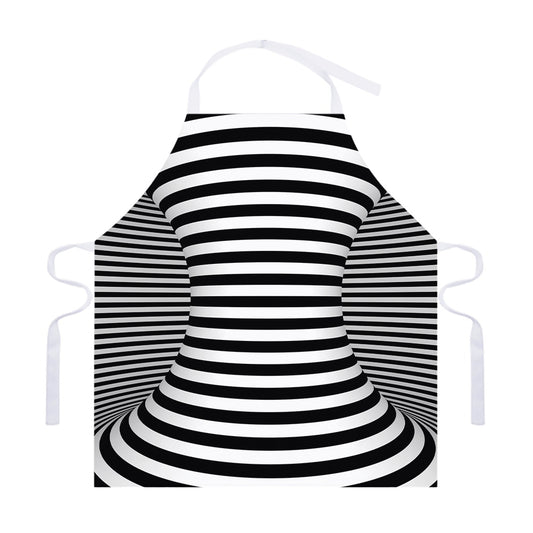 Black And White Torus Illusion Print Adjustable Apron