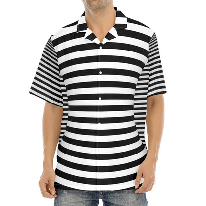 Black And White Torus Illusion Print Aloha Shirt