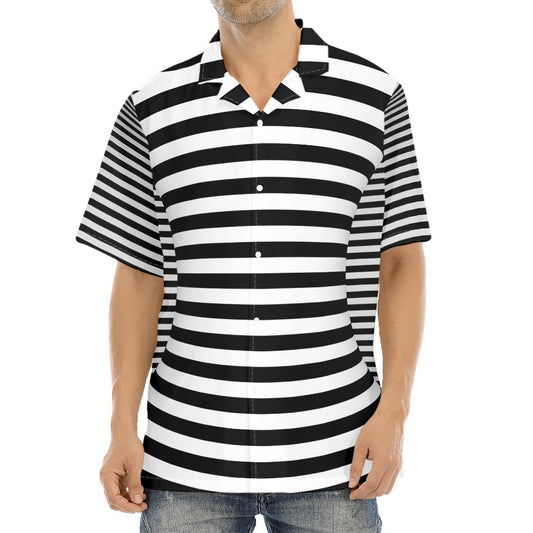 Black And White Torus Illusion Print Aloha Shirt