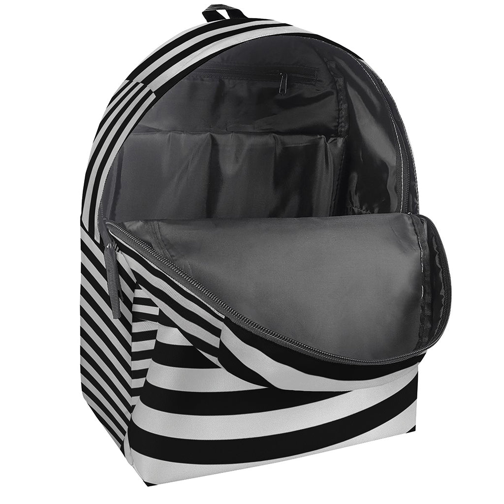 Black And White Torus Illusion Print Backpack