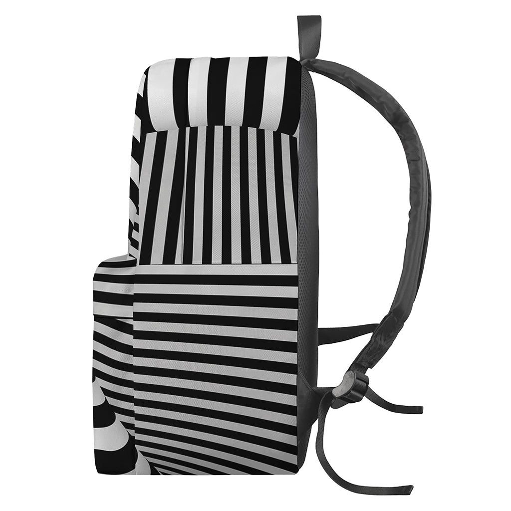 Black And White Torus Illusion Print Backpack