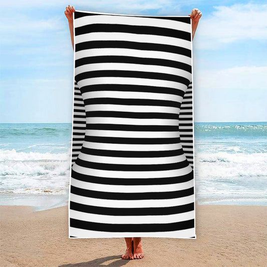 Black And White Torus Illusion Print Beach Towel