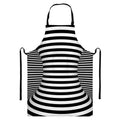 Black And White Torus Illusion Print Bib Apron With Pocket