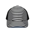 Black And White Torus Illusion Print Black Mesh Trucker Hat