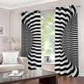 Black And White Torus Illusion Print Dimout Grommet Curtains