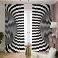 Black And White Torus Illusion Print Dimout Pencil Pleat Curtains