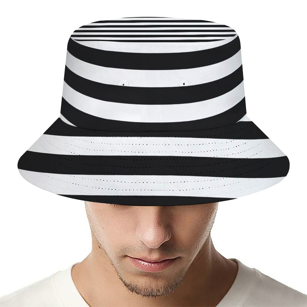 Black And White Torus Illusion Print Bucket Hat