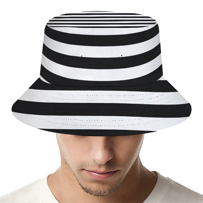 Black And White Torus Illusion Print Bucket Hat