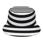 Black And White Torus Illusion Print Bucket Hat