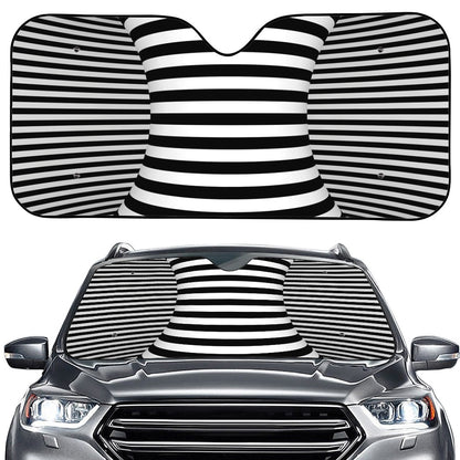 Black And White Torus Illusion Print Car Windshield Sun Shade