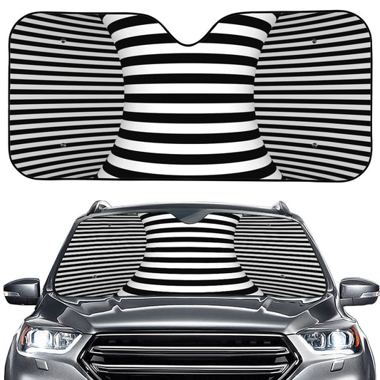 Black And White Torus Illusion Print Car Windshield Sun Shade