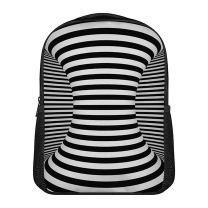 Black And White Torus Illusion Print Casual Backpack