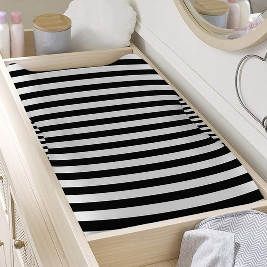 Black And White Torus Illusion Print Changing Pad Cover