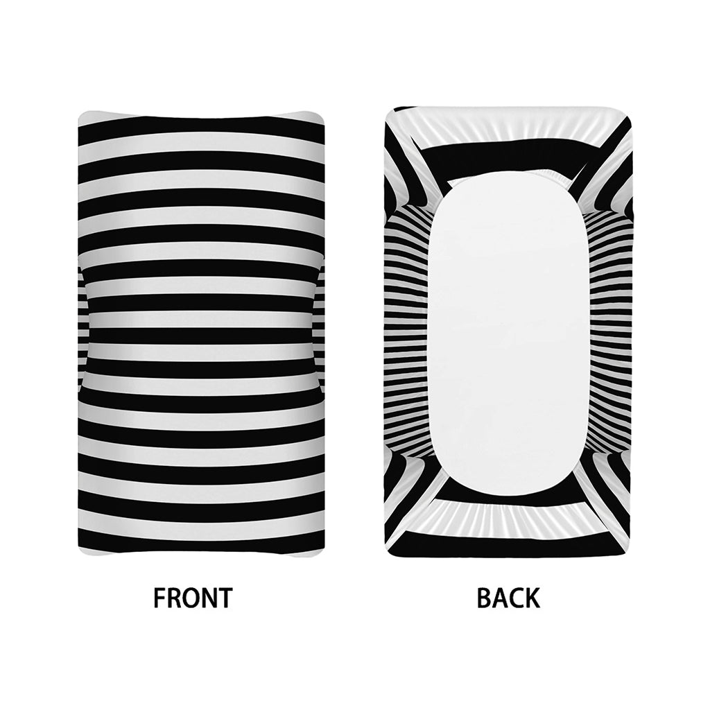 Black And White Torus Illusion Print Changing Pad Cover