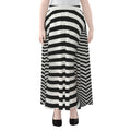 Black And White Torus Illusion Print Chiffon Maxi Skirt
