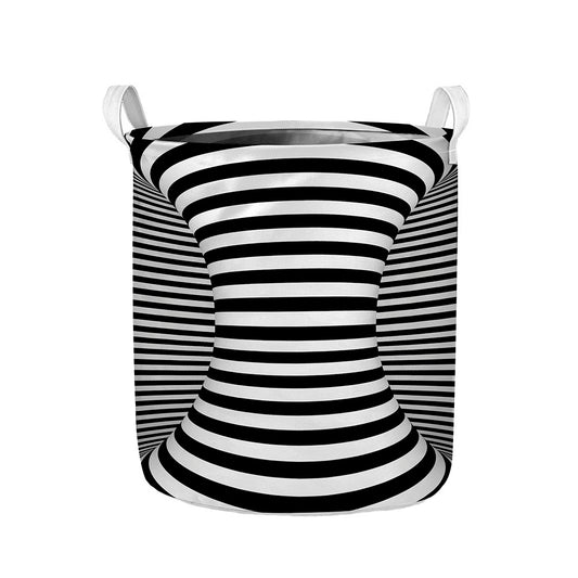 Black And White Torus Illusion Print Collapsible Laundry Basket