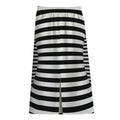 Black And White Torus Illusion Print Cotton Front Slit Maxi Skirt
