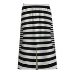 Black And White Torus Illusion Print Cotton Front Slit Maxi Skirt