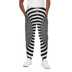 Black And White Torus Illusion Print Cotton Pants