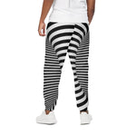 Black And White Torus Illusion Print Cotton Pants