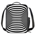 Black And White Torus Illusion Print Crossbody Lunch Bag