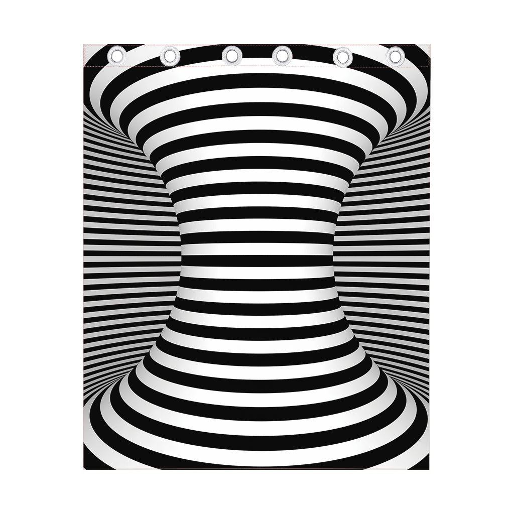 Black And White Torus Illusion Print Curtain