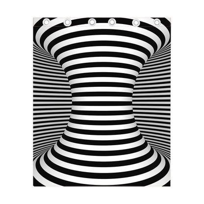 Black And White Torus Illusion Print Curtain