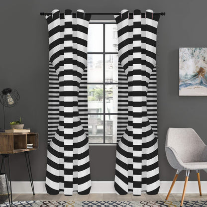 Black And White Torus Illusion Print Curtain