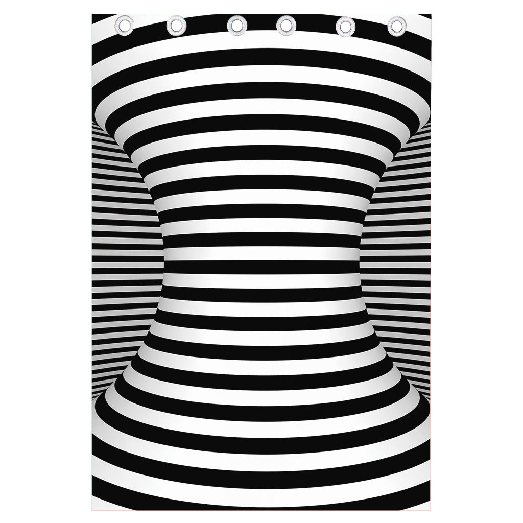 Black And White Torus Illusion Print Curtain