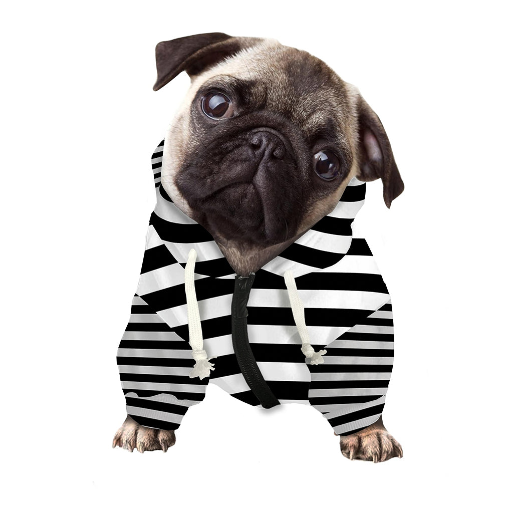 Black And White Torus Illusion Print Dog Zip Up Hoodie
