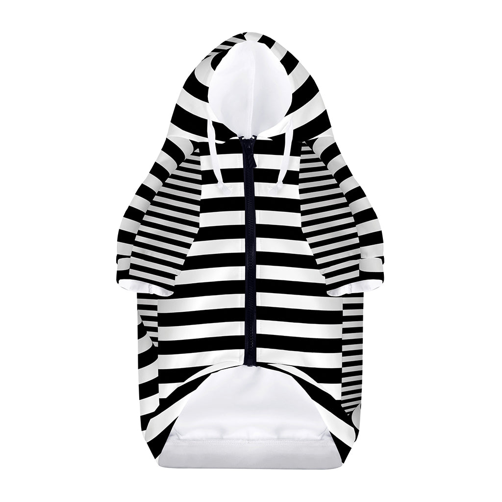 Black And White Torus Illusion Print Dog Zip Up Hoodie