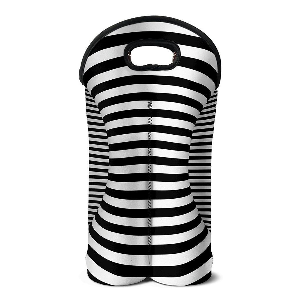 Black And White Torus Illusion Print Double Neoprene Wine Tote