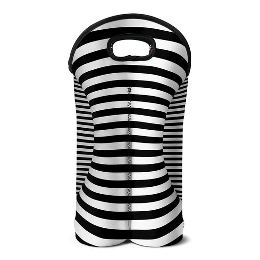 Black And White Torus Illusion Print Double Neoprene Wine Tote