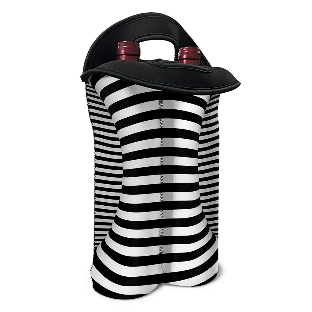 Black And White Torus Illusion Print Double Neoprene Wine Tote