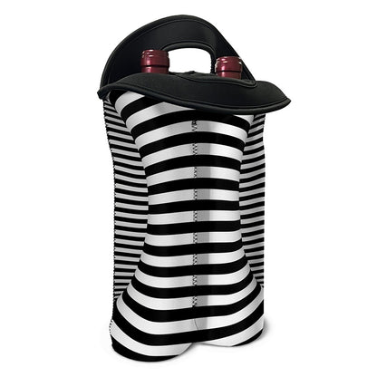 Black And White Torus Illusion Print Double Neoprene Wine Tote