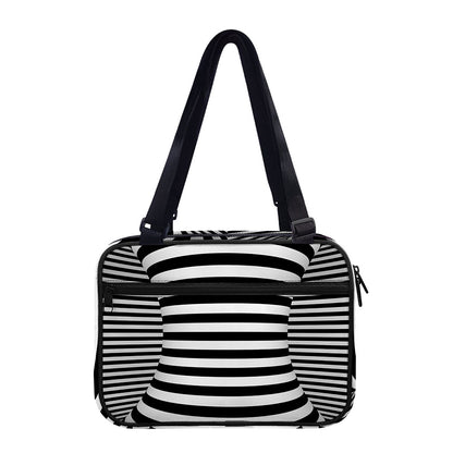 Black And White Torus Illusion Print Double Strap Bible Bag