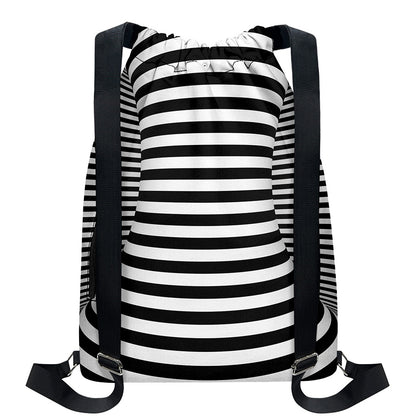 Black And White Torus Illusion Print Drawstring Backpack