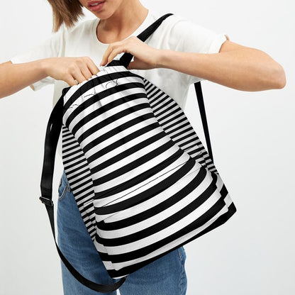 Black And White Torus Illusion Print Drawstring Backpack