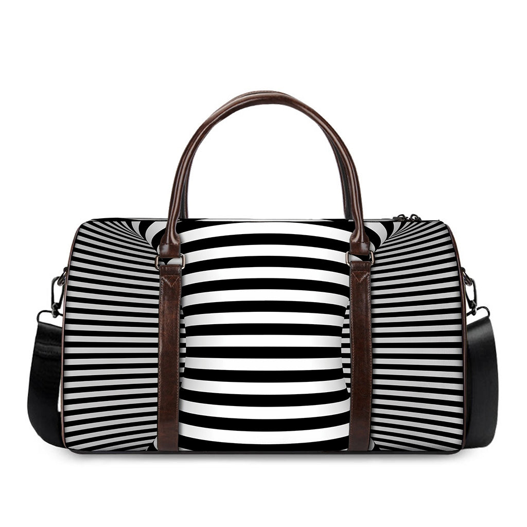 Black And White Torus Illusion Print Duffle Bag