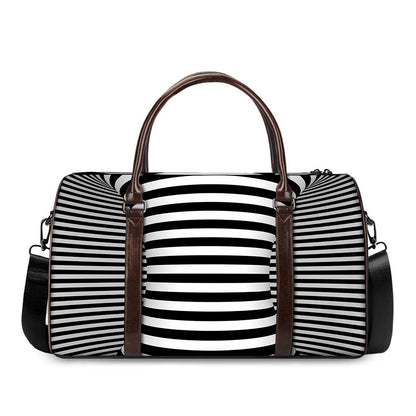 Black And White Torus Illusion Print Duffle Bag