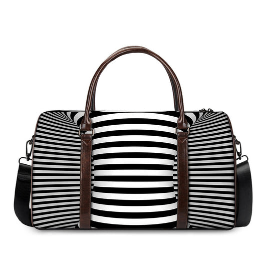 Black And White Torus Illusion Print Duffle Bag