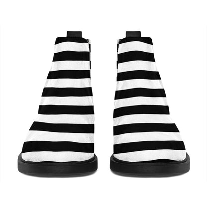 Black And White Torus Illusion Print Flat Ankle Boots